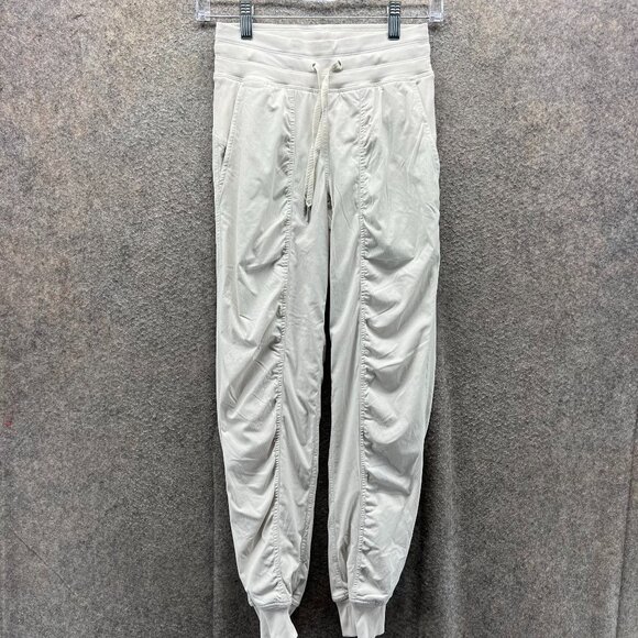 Lululemon Jogger Pants Women 0 White Opal Drawstring Lightweight  Dance Studio - Picture 1 of 10